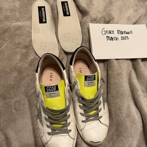 NEON YELLOW SILVER GLITTER STAR SUPERSTARS!!!!